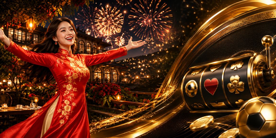 Người dùng trải nghiệm slot game tại Đà Lạt với trang phục áo dài truyền thống